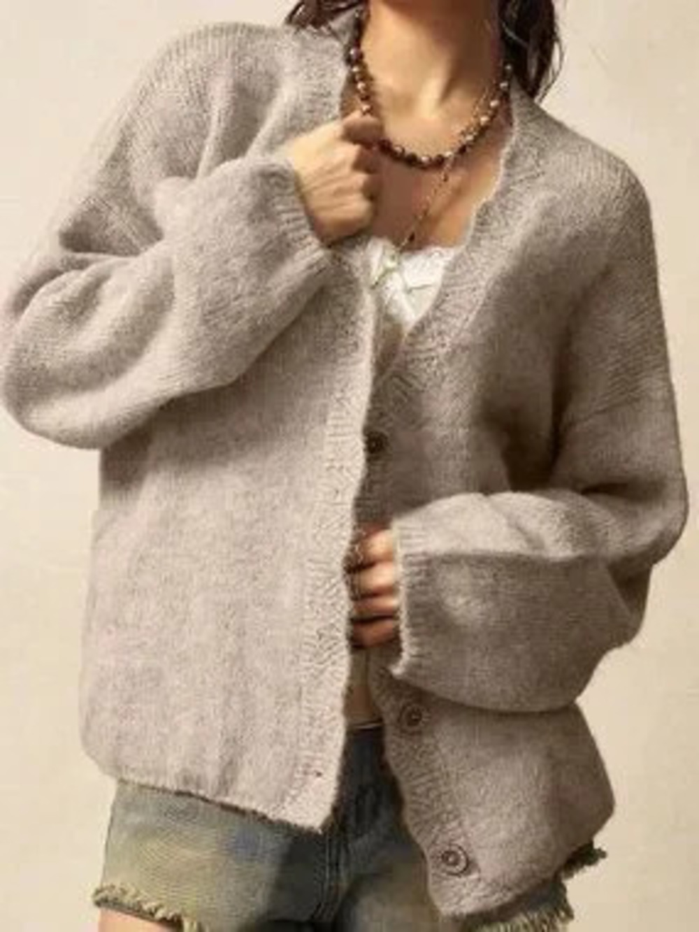 ZARA Apricot Boho Casual Women's Fuzzy Cardigan